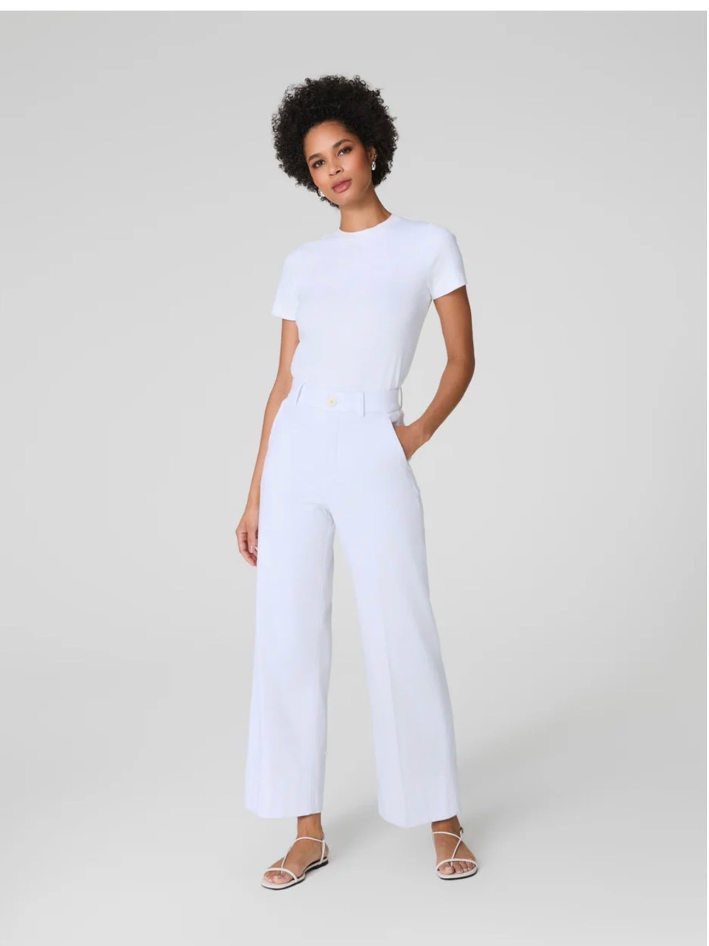 Women's White High-Waist Wide-Leg Pants